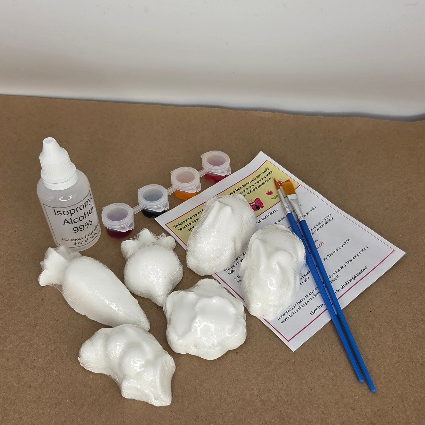mini vegetable bath bombs ready for painting