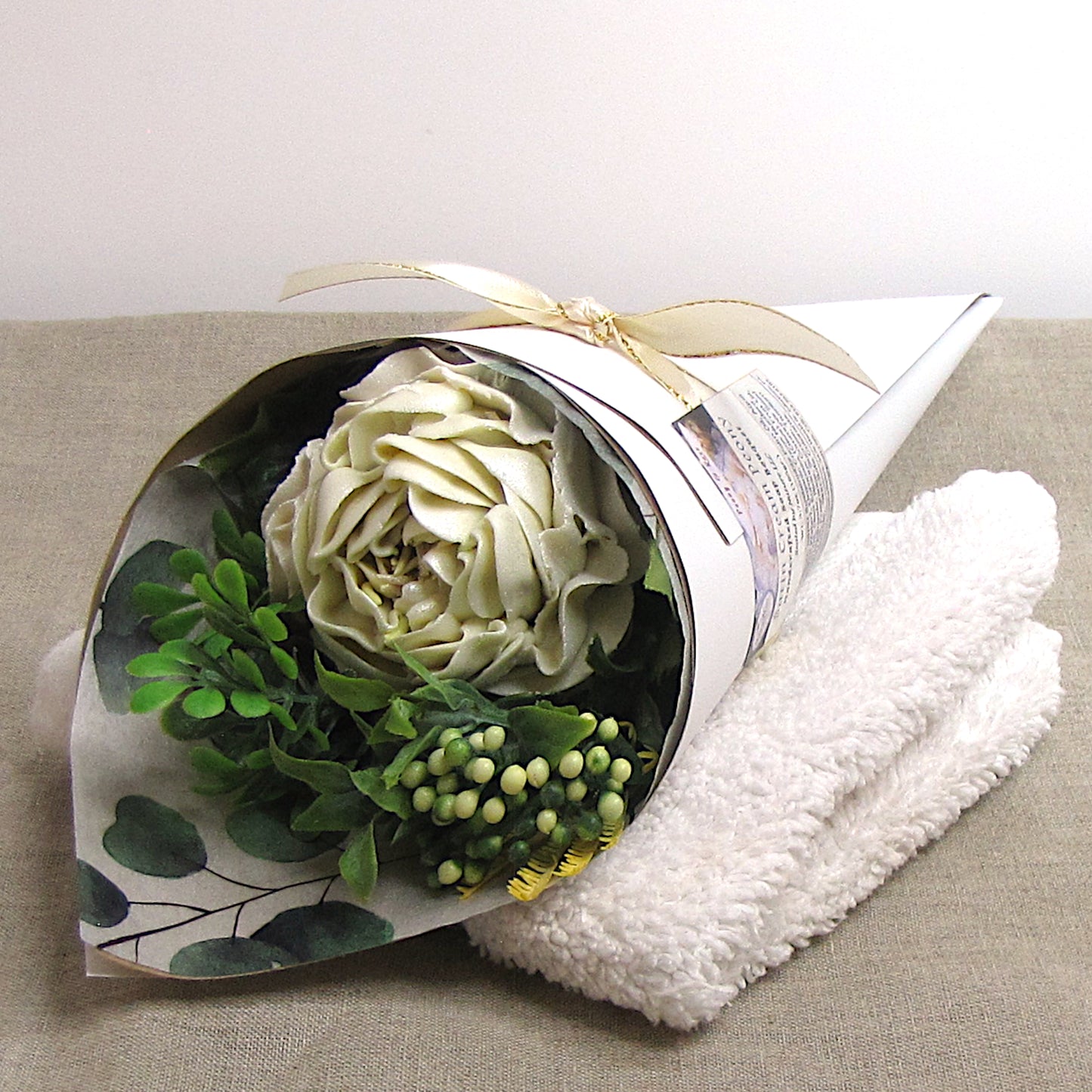 Satin Cream Peony - Handcrafted Soap Bouquet