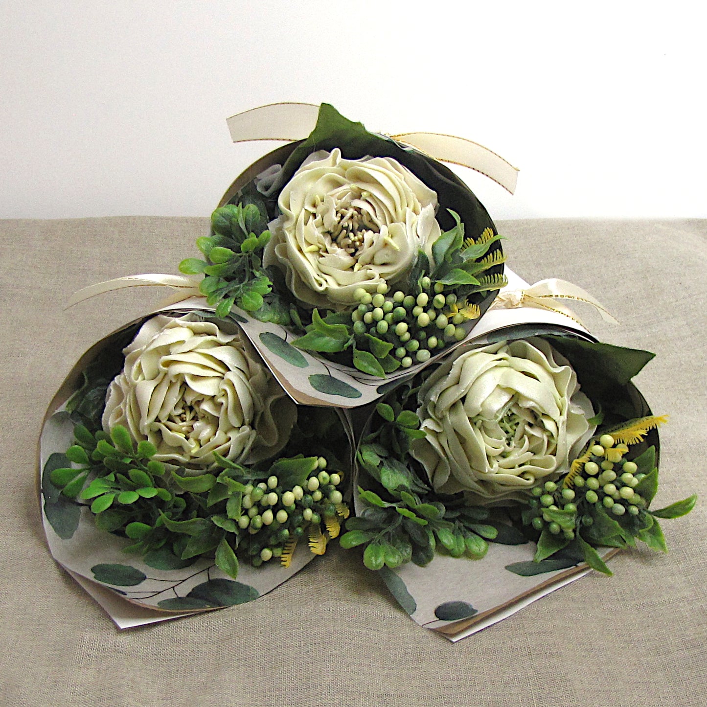 Satin Cream Peony - Handcrafted Soap Bouquet