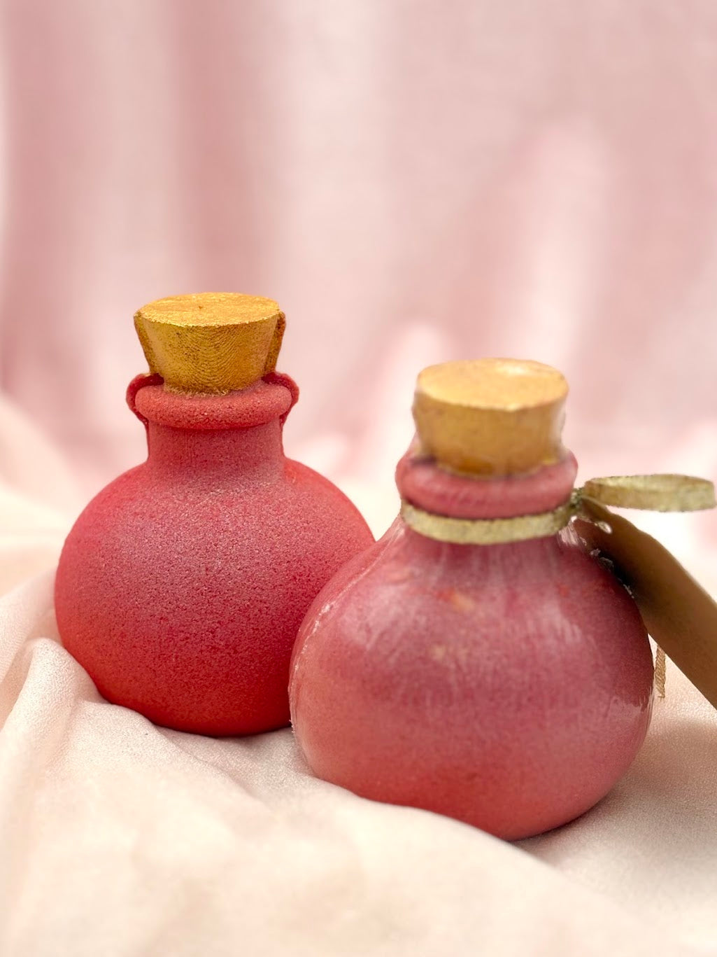 Love Spell Bath Bombs - packaged and unpacked.