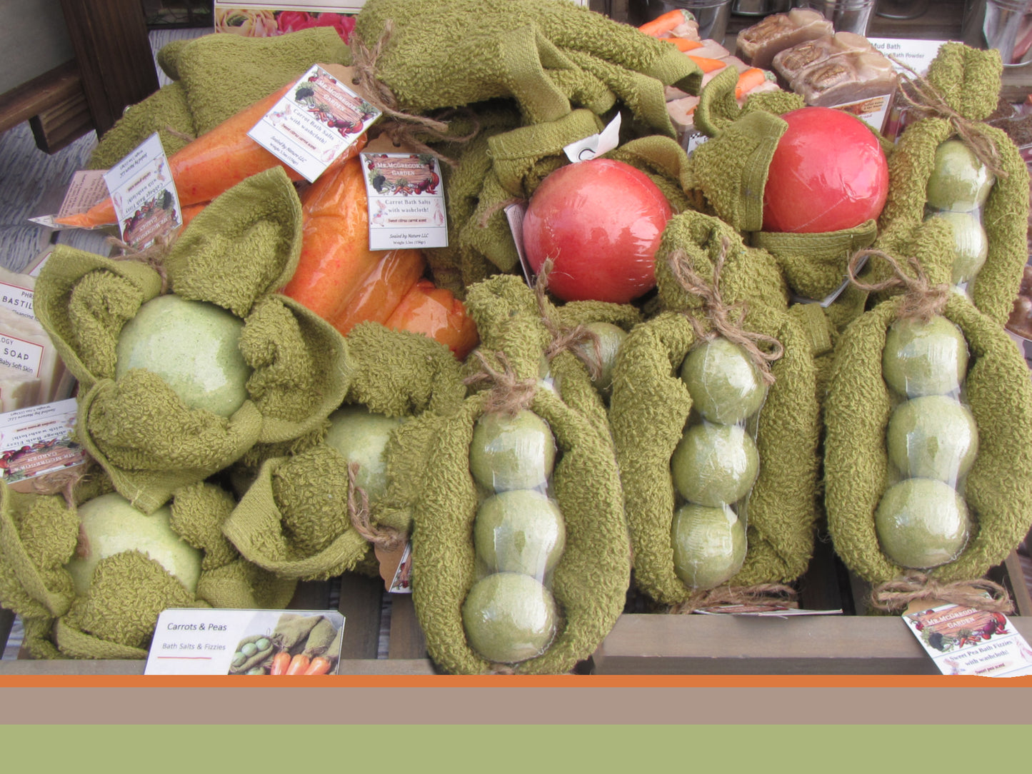Bath bombs & Salts - Garden Veggies: Peas, Carrots, Cabbage and Tomato