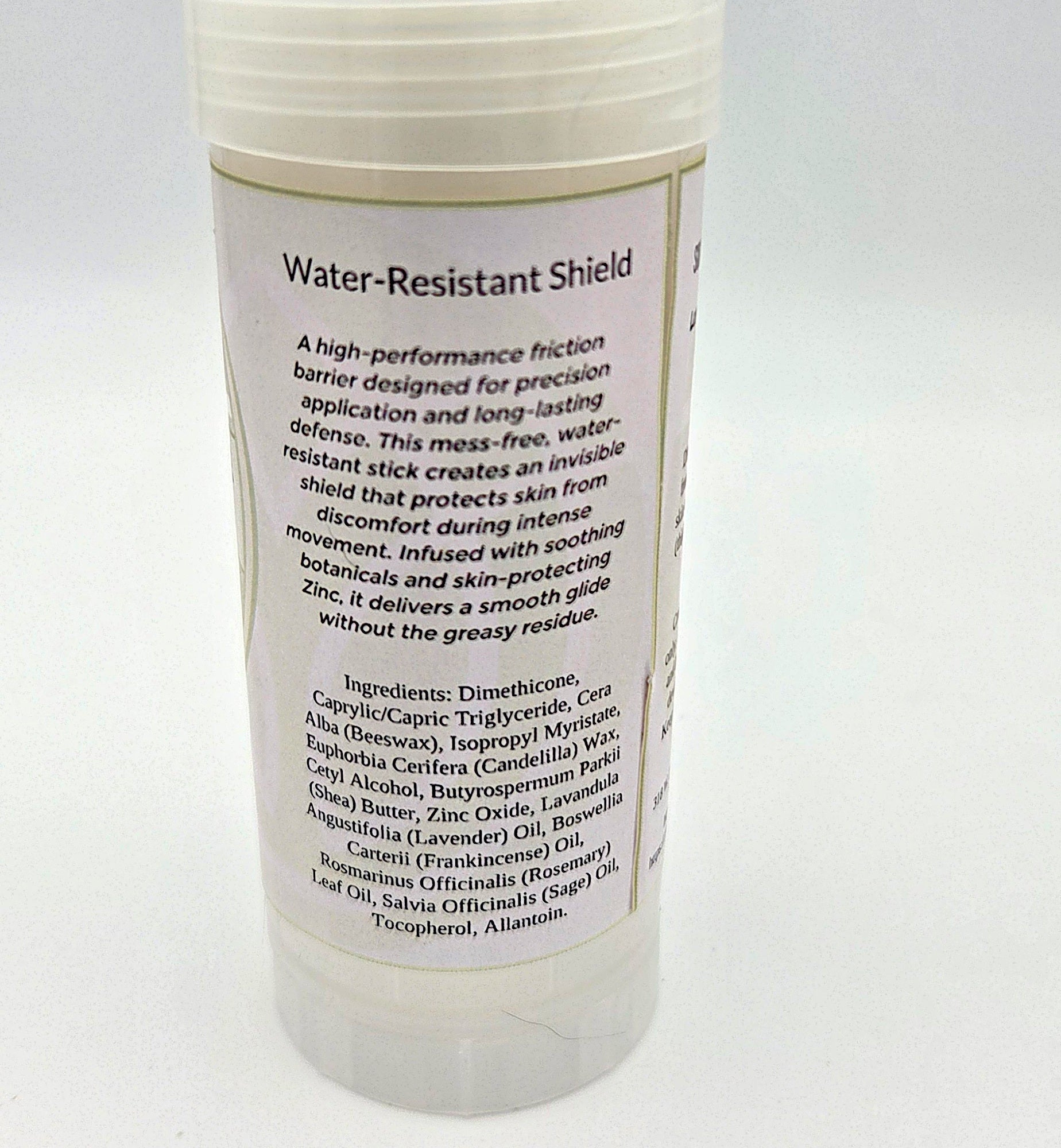 Water-resistant stick with label on a white background