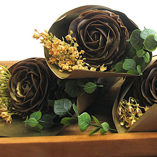 Chocolate soap rose bouquet, soap flower 