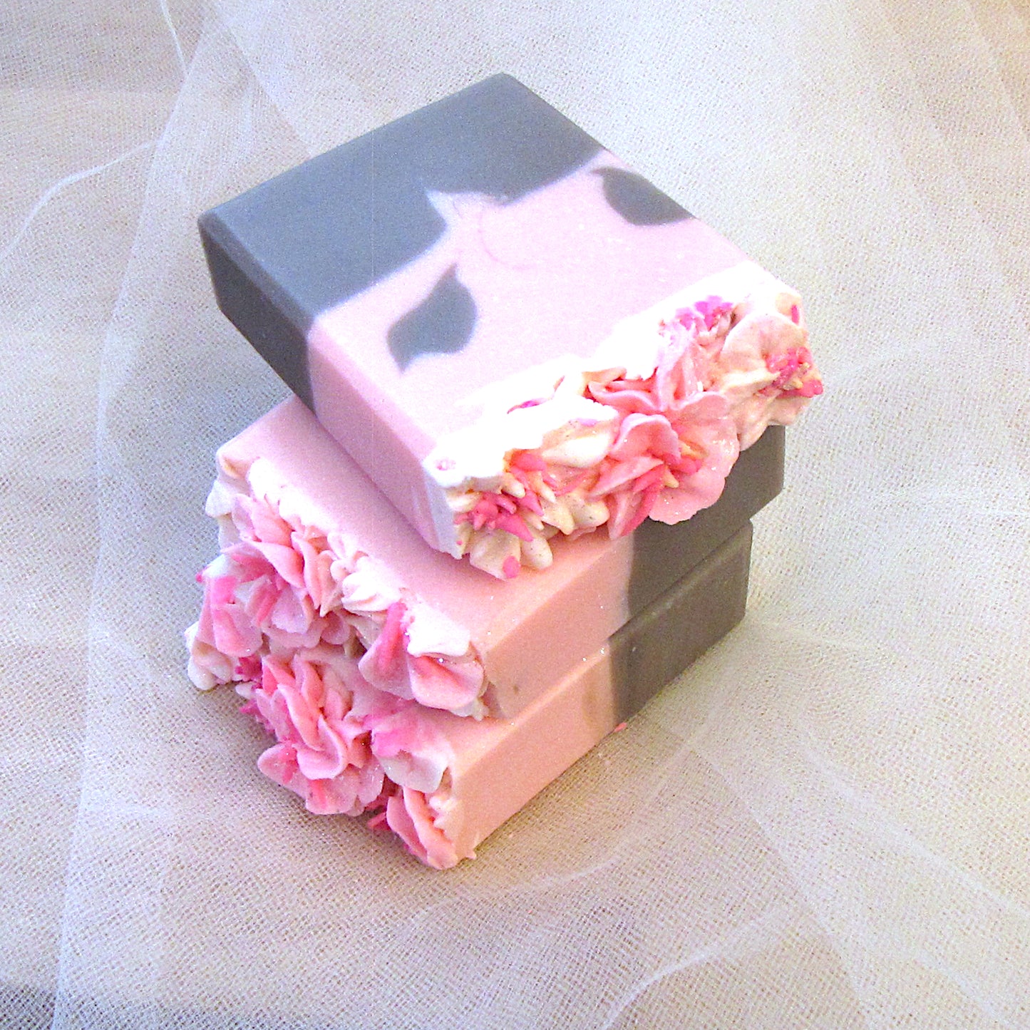 Japanese Cherry Blossom soap with piped flowers