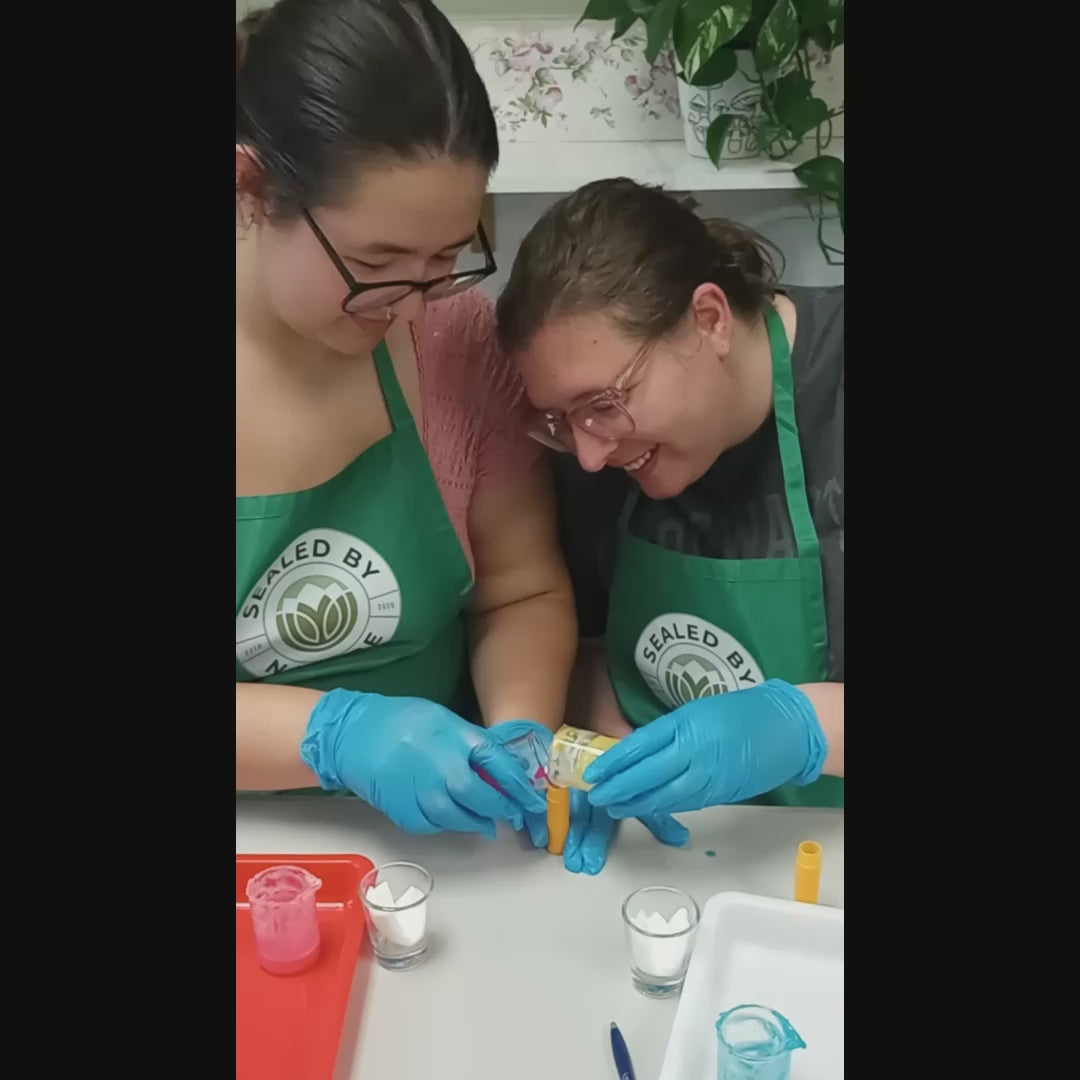 Making colorful fruity lip balms